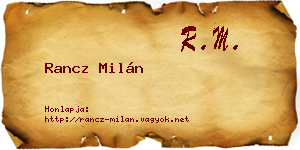 Rancz Milán névjegykártya